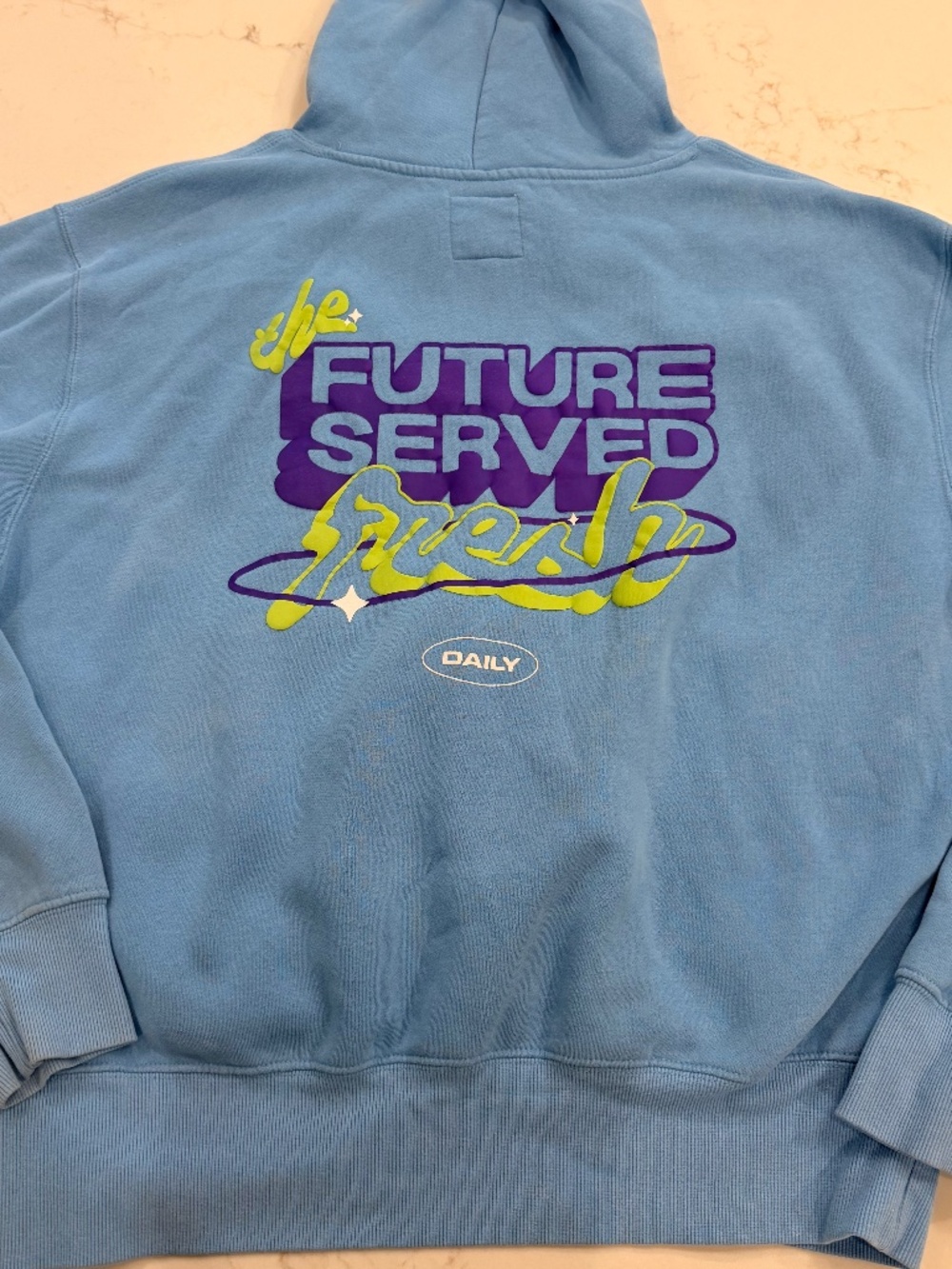 Poppi x Target Hoodie Women’s XXL Blue Graphic Sweatshirt The Future Served Fres